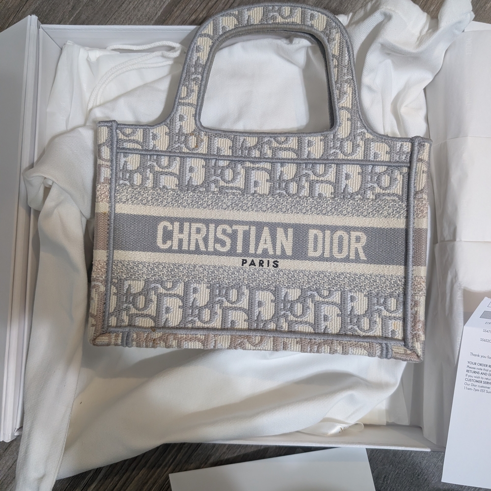 Dior Elegant Gray and Cream Tote